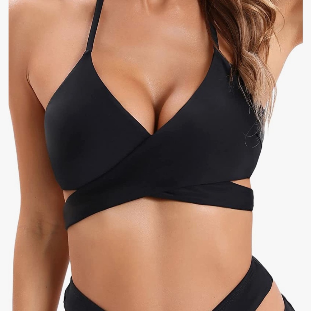 Black wrap around bikini top